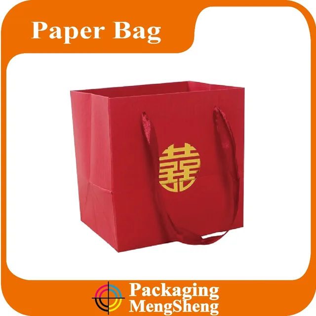chinese style red colour paper bag for wedding /gift paper bag