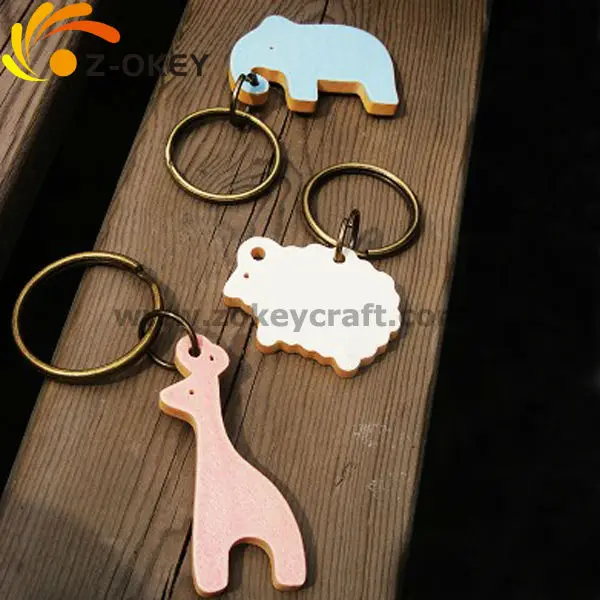 ZWP1315 Painted eco-friendly laser cut wood key chain
