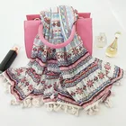 Antique tassel women fringe custom printing fashion 100% polyester scarf