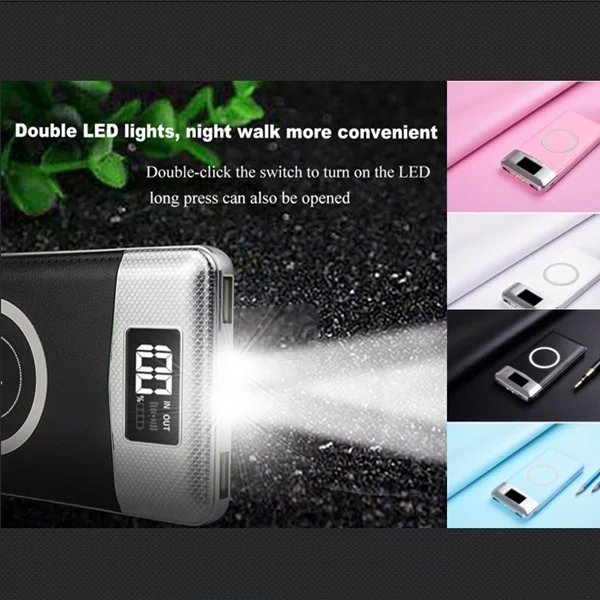 Power Bank 10000mAh Qi Wireless Charging 2 USB LED Wireless Power Bank Portable Battery Charger Hot Sell in USA - ANKUX.COM