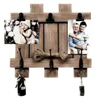 Rustic Clip Frame - Fits 4x6 Photos with Three Metal Clips and Three Coat Hooks Fence/Pallet Design
