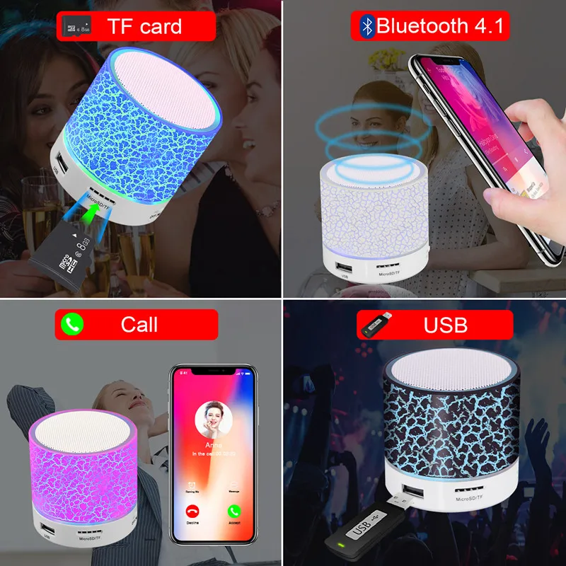 best selling mini crack speaker colorful LED Blue tooth wireless portable Speaker A9 - ANKUX.COM