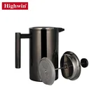 High Quality PVD Coating Black Doublewall Stainless Steel French Press Coffee And Tea Maker