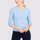 WOMEN'S 60% cotton/20% viscose/15% nylon/5% cashmere LONG SLEEVE CREW NECK PULLOVER KNITTED SWEATER