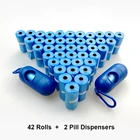Blue pill shape 2 poop bag dispenser for 44 dog waste bag dispenser pet shit bag