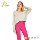 Yuhanya V Neck Long Sleeves Ribbed Hem Cuffs Computer Knitted Cashmere Womens Sweater
