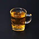 Clear Glass Tea Cup With Machine Made Pattern For Drinking