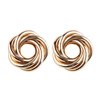 KM 2018 Japan and South Korea jewelry gold models simple fashion twisted brass metal flower stud earrings for girls