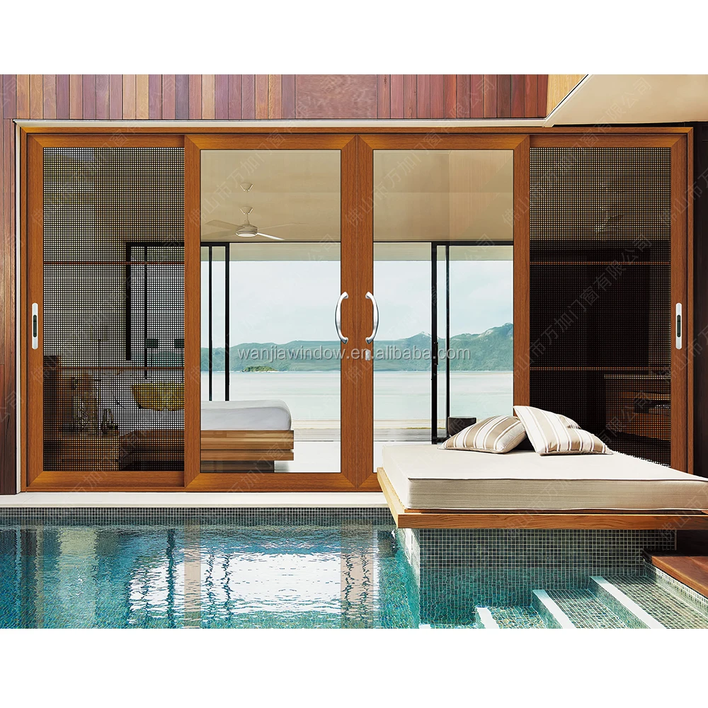 Aluminium sliding shop front door chinese building sliding 4 panel french doors