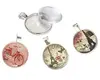 25mm Silver Pendant Trays with Glass Cabochon Setting Pendant Blank Base for Jewelry Making