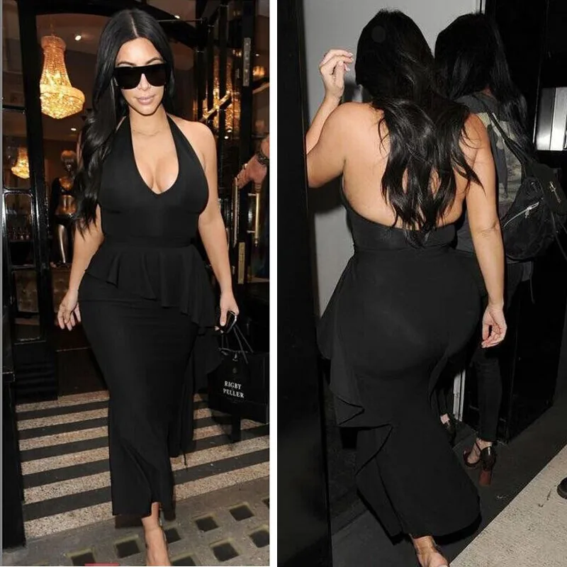 Black Fat Women Big Ass Backless Fishtail In Evening Bandage Dress