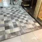 MNK Patchwork Leather Carpet High Quality Grey Cowhide Rug