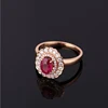 Rose Gold Plated Micro Pave Silver Wedding Jewelry With Genuine Natural Ruby Diamond Ring