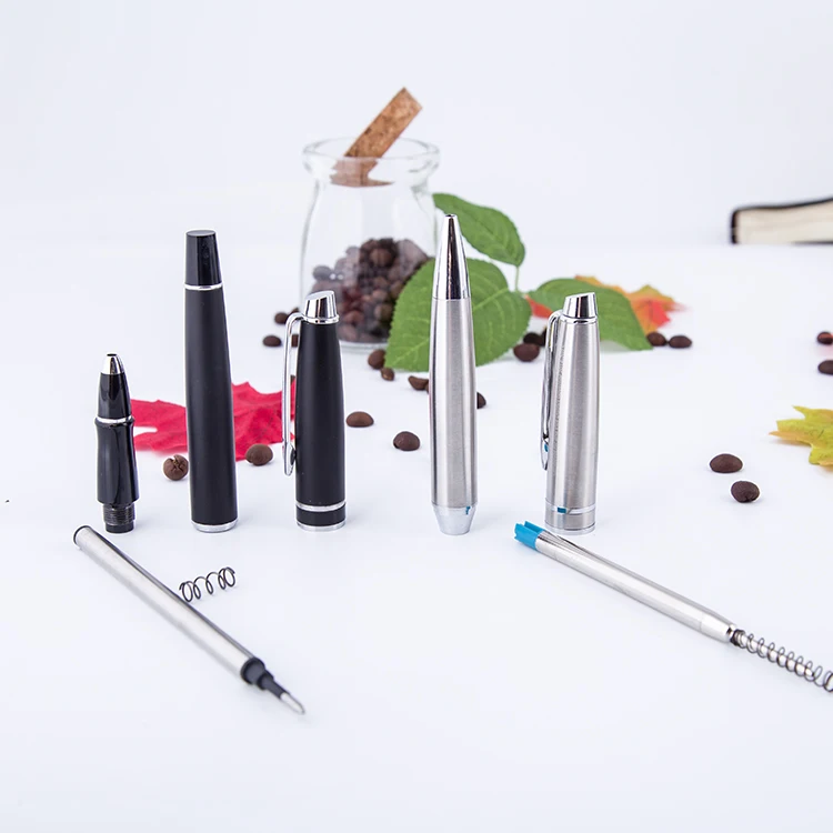 2018 new products custom logo luxury metal ball pen black pen gift set with box