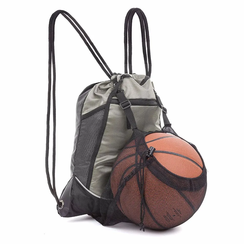 drawstring sports backpack gym bag with mesh sack