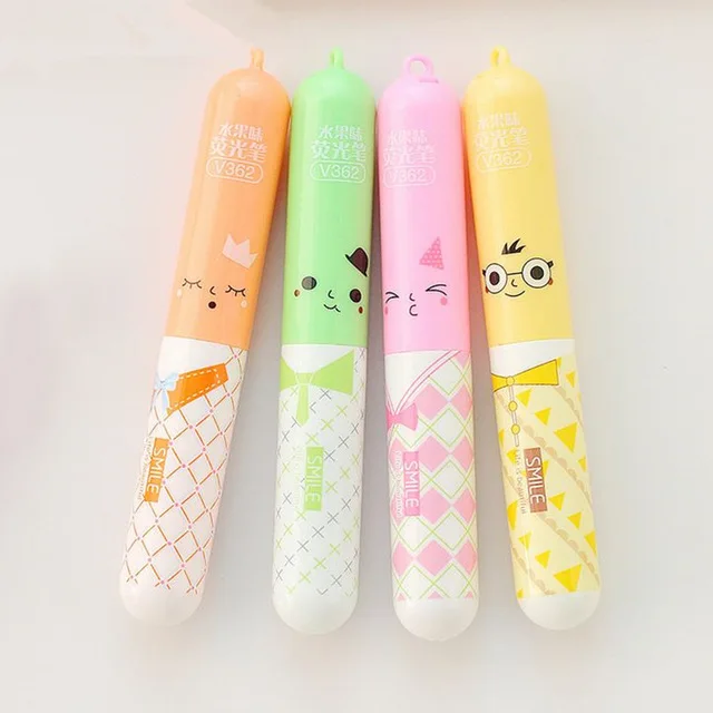 Coloffice-4PCS-Set-Cute-Emoticon-Cartoon-Character-Fluorescent-Pen-Student-Watercolor-Markers-Fruit-Flavor-Highlighter-Office.jpg_640x640