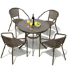 Alaska Garden Wicker Wooden Top Table and Chairs 4 Seater Dining Set Rattan 5 Star Hotel Furniture