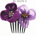 Premium hair comb clips with two fabric flowers