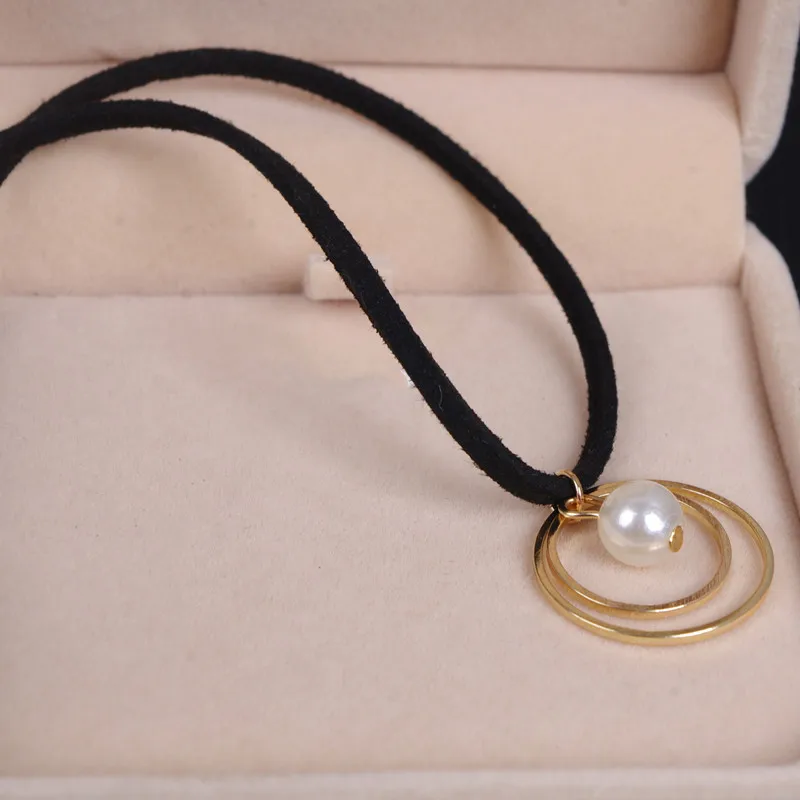 The new big European and American trade jewelry design fashion metal ring pearl collar necklace female Necklace