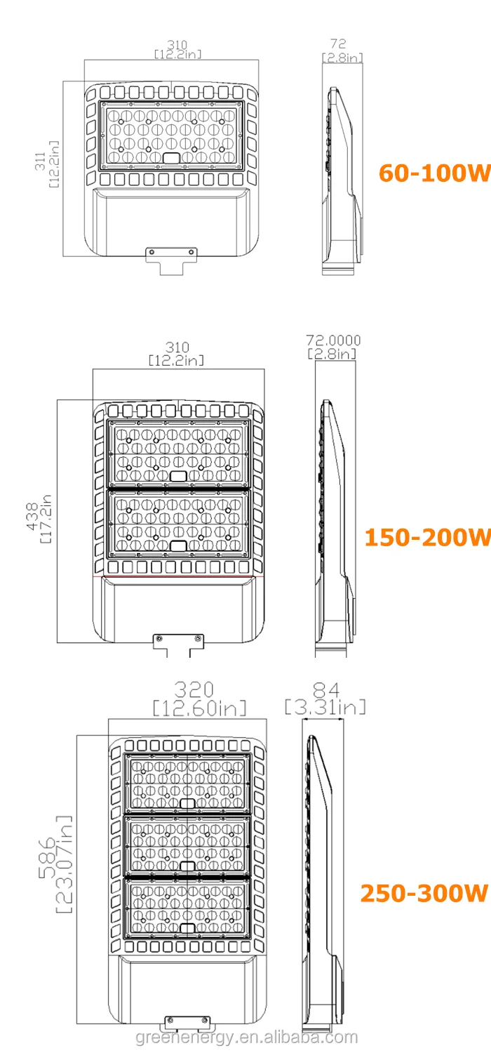 DLC 60w 80w 100w 150w 200w 250w 300w LED Street Light 5000k 5700k 6500k LED Shobox Light retrofit kit