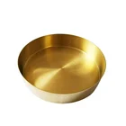 Nordic luxury stainless steel metal round mirror tray gold