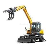 7.5 tons heavy mini wheel excavator with grabber for sale