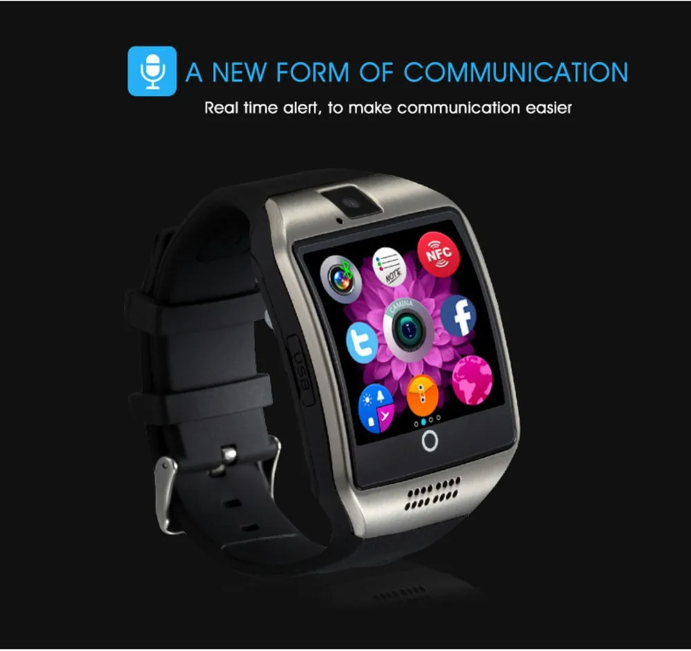 Q18 Smart Watch Phone Bluetooth WristWatch Wrist Smartwatch for HTC LG Huawei Xiaomi Android Smartphone