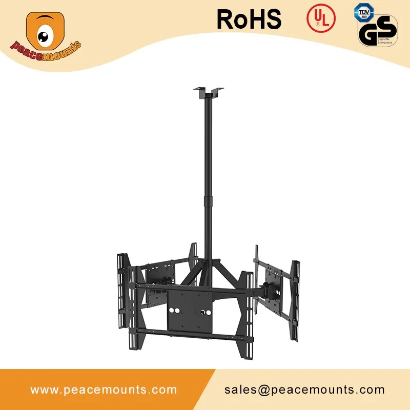 PRT63 3-Screens Adjustable Tilt TV Ceiling Bracket Mount With Max Load 125 lbs
