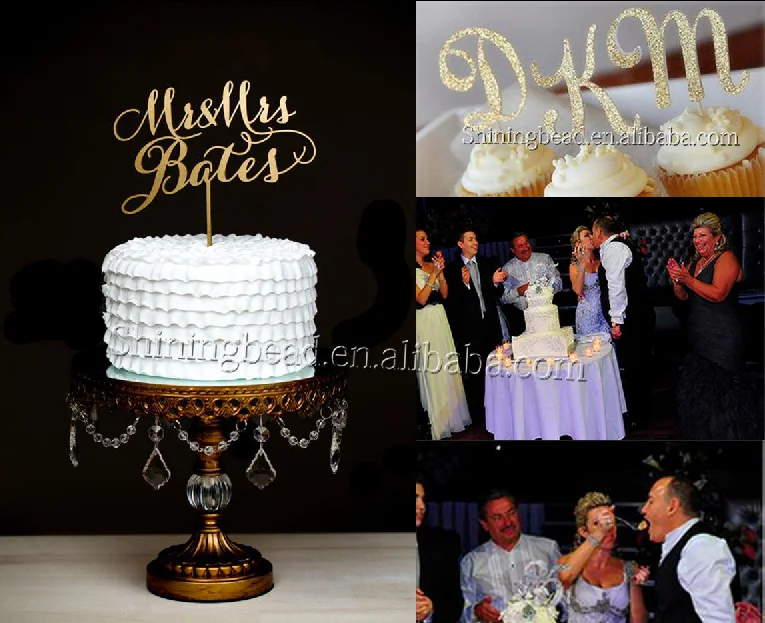 Gold cake topper wedding decorations christmas ornaments for cake