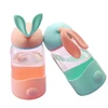 New Lovely Animal Rabbit Ear Glass Water Bottle Student Children Portable Kettle Milk Drinkware with Silicone Anti-hot Set
