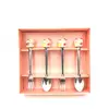 4 pcs high quality stainless steel spoon and fork set with cute cat shaped poly handle
