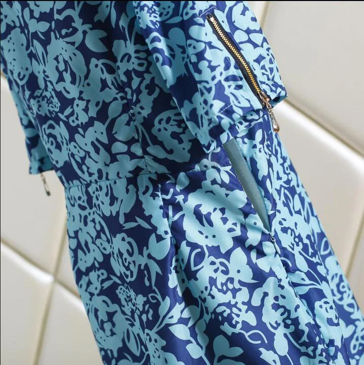 Hot Sale Euro Fashion L-6XL Printed Polyester Fat women dress Round Neck Long sleeve bodycon plus szie dress for women