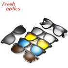 2019 Fashion mirror five magnetic polarized lenses PC clip on sunglasses in stock for men