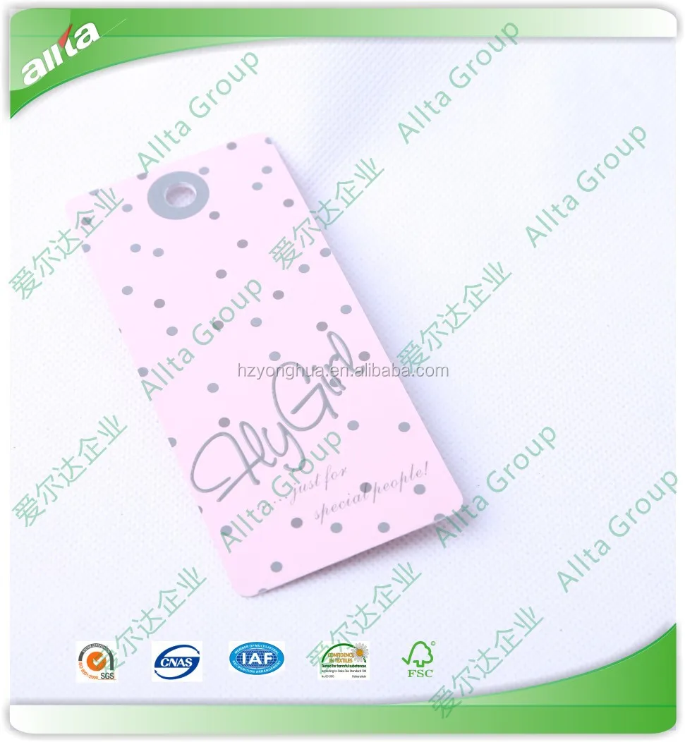 customized high quality swing tags cute sweet kids clothes hang