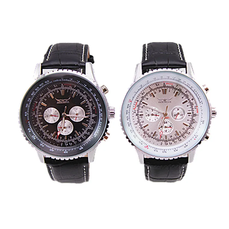 1pc/lot freeshipping 100% genuine leather band automatic self-wind jaragar watch