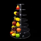Custom mutil tiers clear round acrylic dessert wedding cake tower transparent cake display stand