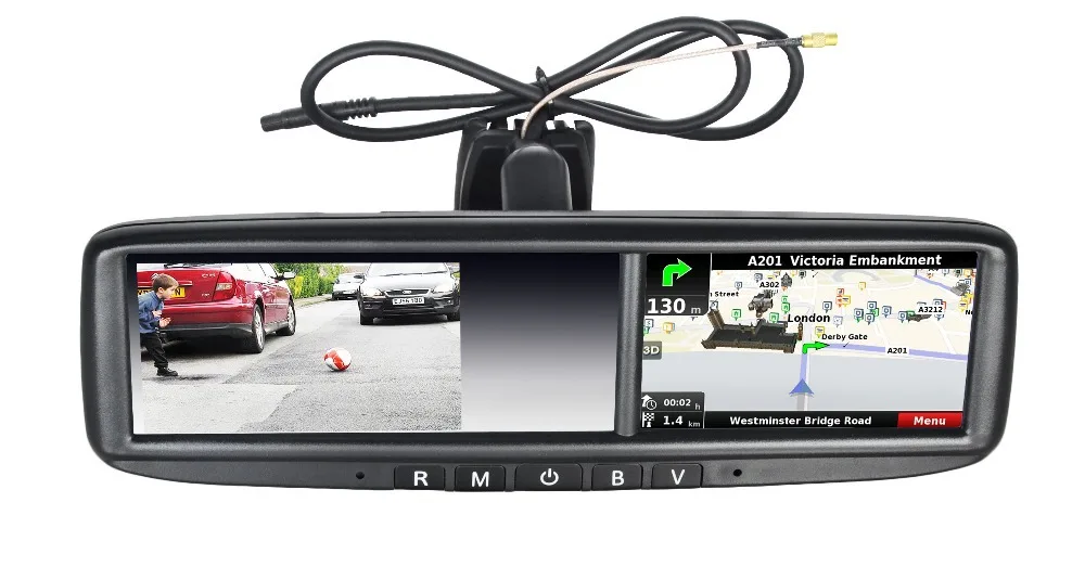 4.3inch Car Camera Rearview Mirror Gps Navigation System With Bluetooth Homelink Autodimming