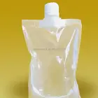 customized liquid water milk juice oil plastic stand up packaging bag corner spout bag with cap
