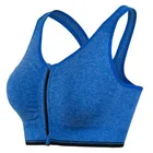 Women's High Impact Zipper Front Wire Free Cross Back Support Sports Teenager Sport Bra
