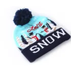Winter Christmas LED lights wholesales holiday jacquard knitted beanie hats