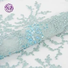 Newest design sequin and beaded tulle lace embroidered fabric