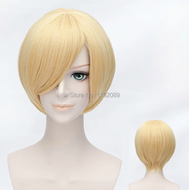Cheap 12 inches Short Straight Blonde Anime Cosplay Wig Primo Passo KaJi Aoi Synthetic Hair Wigs