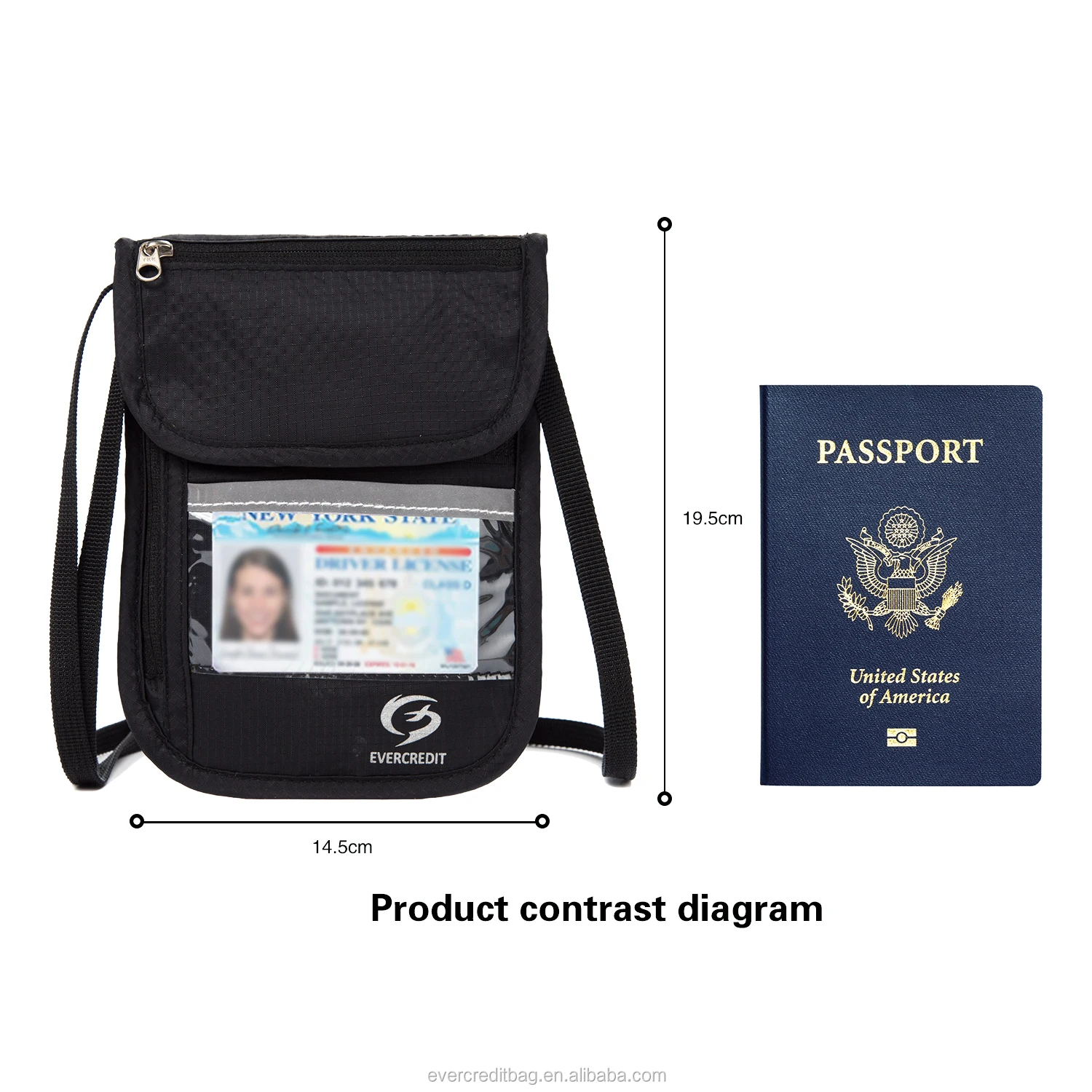 RFID blocking passport card holder stash pouch money security travel neck wallet
