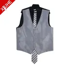 Men's Top Quality Polyester Suit Vest Grey Formal With Tie