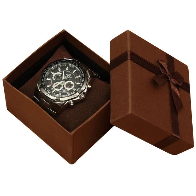 wholesale brown jewelry gift watch paper box with ribbon