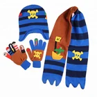 Acrylic Jacquard Knitted Gloves Hat and Scarf Set Winter Boys Customized OEM ODM