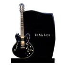 Carved Black Granite Guitar Headstone for cemetery