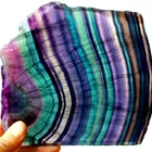 Customized Logo Natural Rough Crystal Quartz Fluorite Slices