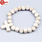 Personalized design holy christian cord bead wood rosary bracelet