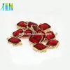 12mm Ruby Gemstone Stone Crystal Cube Beads with Brass Silver Gold Pendant Connector